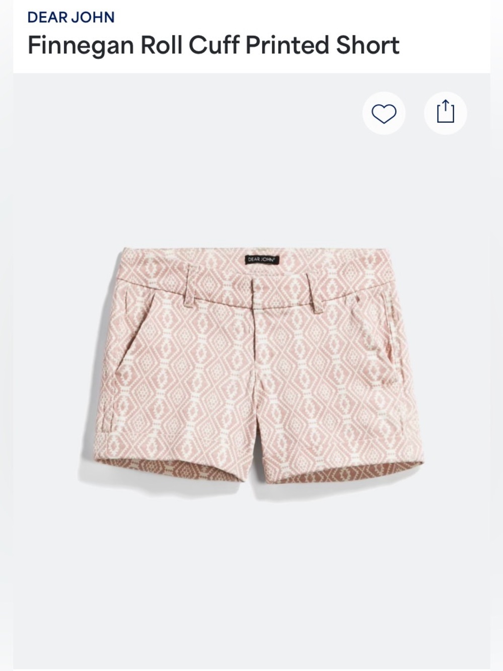 DEAR JOHN Women’s Aztec Print Plus Size Cuffed Shorts Tan and White Size 32